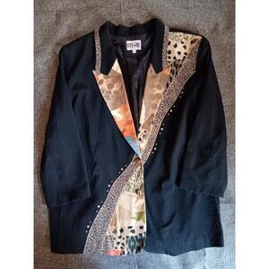Jacket 2X City Girl Black Jacket 2 Button Lined Dress Blazer
